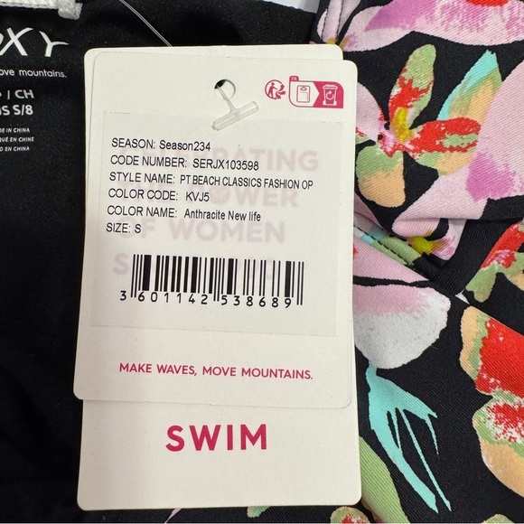 ROXY One Piece Swimsuit Size S Floral Cutout Halter NWT - Picture 7 of 8